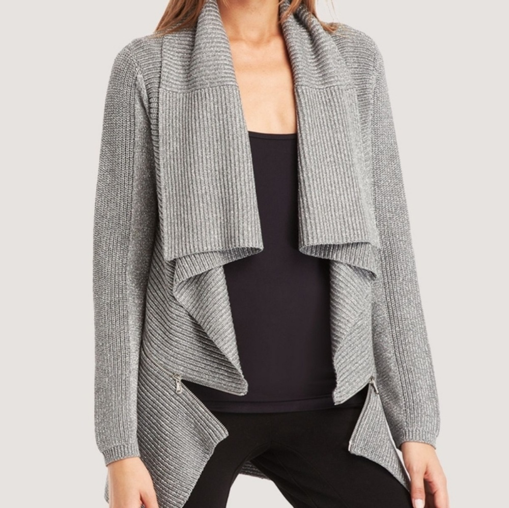 Metalic knit open cardigan